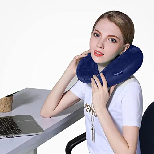 Yuning Oreiller de Voyage, Oreiller de Soutien pour Oreiller Cervical en Mousse à mémoire de Forme, Coussin Cervical, Repose Tete Avion, U-Oreiller pour Un en Train, en Voiture, en Bureau, Bleu – Image 4