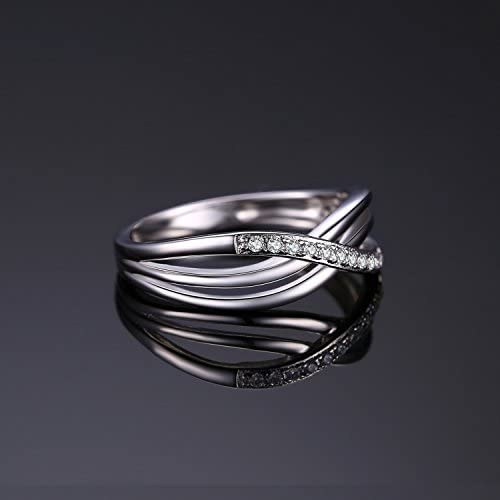 JewelryPalace Taille Rond Zircone Cubique Infini Bague Pour Femme, Bague de Fiançailles Femme, Argent 925/ Plaqué Or Rose/Or Jaune, Bagues Anniversaire Mariage Promise Alliance, Bijoux Cadeau – Image 5