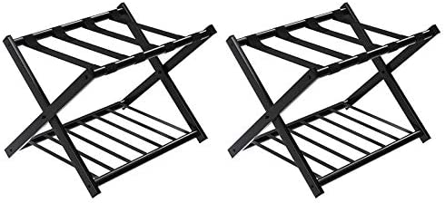GOPLUS Support de Bagage Pliant en Métal avec 4 Sangles Durables pour Déposer Sacs de Voyages Valises Bagages Chaussures, pour Hôtels, Chambres, Auberges, Gîtes, Capacité de Charge 60KG, Noir (2 PCS)