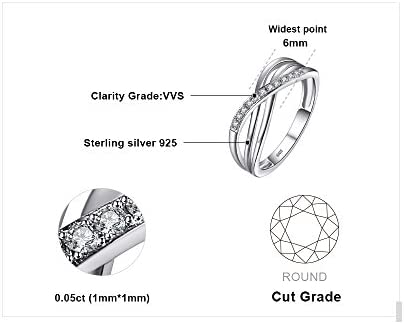 JewelryPalace Taille Rond Zircone Cubique Infini Bague Pour Femme, Bague de Fiançailles Femme, Argent 925/ Plaqué Or Rose/Or Jaune, Bagues Anniversaire Mariage Promise Alliance, Bijoux Cadeau – Image 2