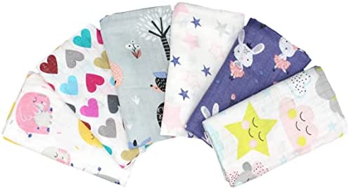 Clevere Kids Lot de 6 chiffons en gaze, imprimés, certifiés Oeko-TEX, double tissage, 70 x 80 cm, langes, conviennent aux filles – Image 8