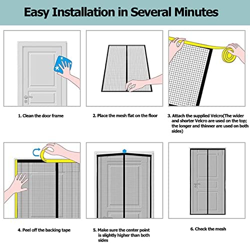 Moustiquaire Porte Fenetre Magnétique 90x215 cm, Rideau Anti Moustique Convient à Toutes les Tailles de Portes de Balcon, de Portes de Salon, de Portes Extérieures, de Portes Coulissantes, etc. Gris – Image 6