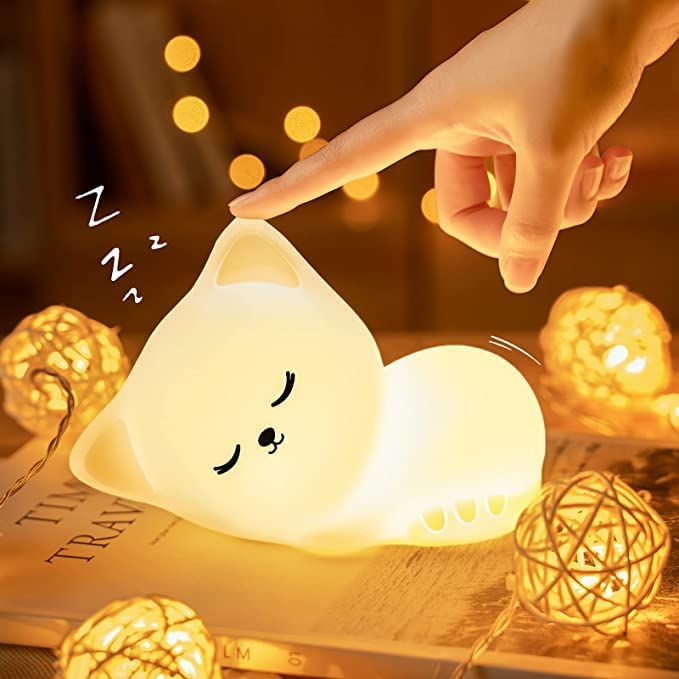 Veilleuse Bébé Veilleuse Enfant Kawaii Deco Chambre Fille, 16 Couleurs Veilleuse Chat Veilleuse Bébé Lampe de Chevet Enfant, Veilleuse Bébé Veilleuse Chat Kawaii Decor, Veilleuse BeBe Cadeau Fille
