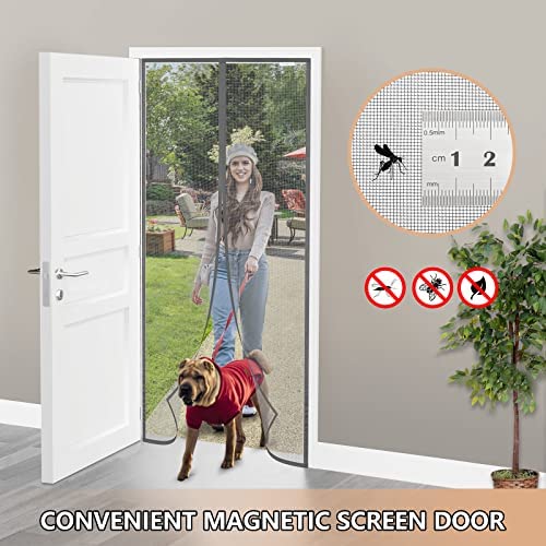 Moustiquaire Porte Fenetre Magnétique 130x220 cm, Rideau Anti Moustique Convient à Toutes les Tailles de Portes de Balcon, de Portes de Salon, de Portes Extérieures, de Portes Coulissantes, etc. Gris – Image 2