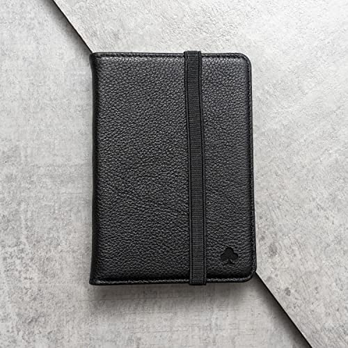 Porter Riley - Porte Passeport en Cuir Véritable avec Fermeture par Bande élastique (Noir Pur) – Image 6