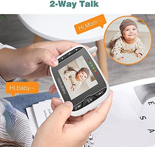 Babyphone Camera, HelloBaby HB65 Bébé Moniteur Vidéo,Écran de 3,2 pouces, angles de vue à 360 degrés, caméra bébé à distance Pan-Tilt-Zoom, vision nocturne, fonction interphone, capteur de température – Image 5