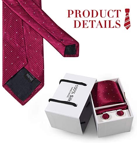 Jorlyen Homme Cravate - Ensemble Cravate en Soie avec Pince à Cravate Argent, Boutons de Manchette et Pochette – Coffret Cadeau-Plusieurs Ensembles – Image 3