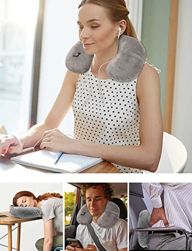 Oreiller de Voyage Gonflable Coussin de Cou pour Avion - Oreillers de Soutien pour la tête et Le Cou Portables compacts en vol, Coussin pour Appui-tête en Forme de U - Système de Valve mis à Jour – Image 6