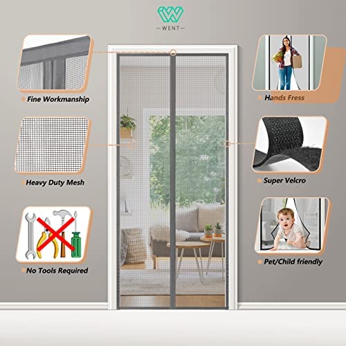 Moustiquaire Porte Fenetre Magnétique 90x215 cm, Rideau Anti Moustique Convient à Toutes les Tailles de Portes de Balcon, de Portes de Salon, de Portes Extérieures, de Portes Coulissantes, etc. Gris – Image 3