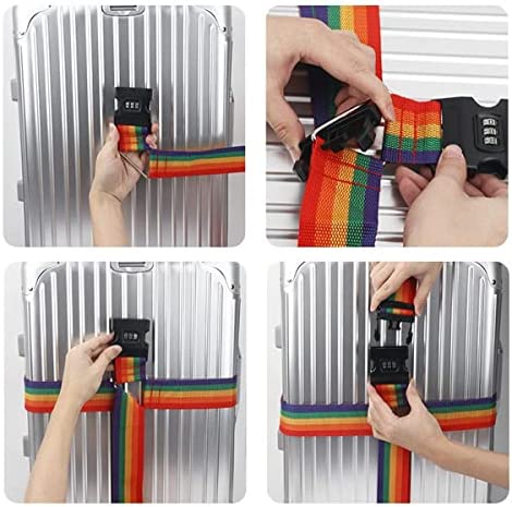 LEcylankEr 2 Pièces Sangle Valise Voyage, Sangle pour Valise avec Étiquettes de Bagages e Cadenas Code, Croix Sangle à Bagages pour Valises Réglable (1) – Image 4