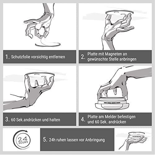 SHD Pastilles adhésives magnétiques pour Mini détecteurs de fumée, adhésif 3M avec Support magnétique pour détecteurs d'incendie, Ø 50mm, Montage Rapide et Facile, sans perçage, ni vis. – Image 4