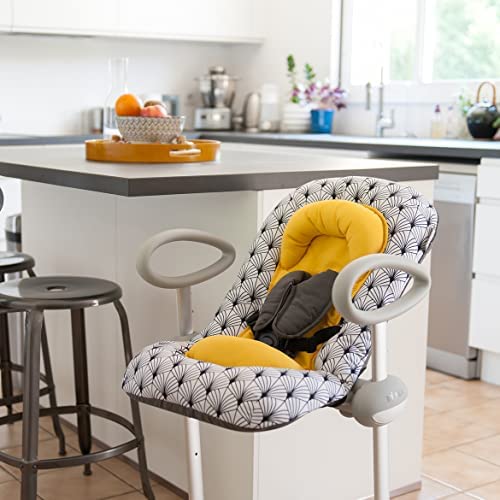 BÉABA, Transat Up&Down III, Transat Réglable en Hauteur, Unisexe pour Bébé et Enfants, 3 Positions d'Inclinaison, Harnais Sécurité 5 Points, Réducteur de Naissance, Yellow Palm Tree – Image 4