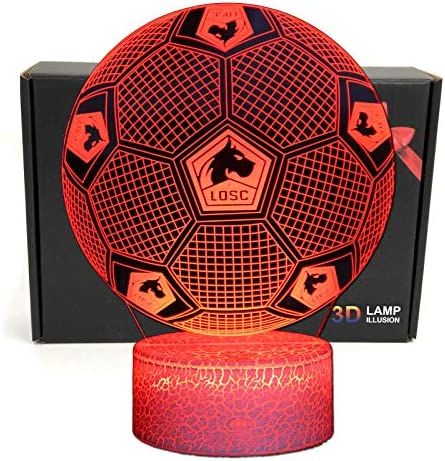 Deal Best football forme 3d illusion optique intelligent 7 couleurs led night light lampe de table avec câble d'alimentation usb olympique de marseille – Image 9