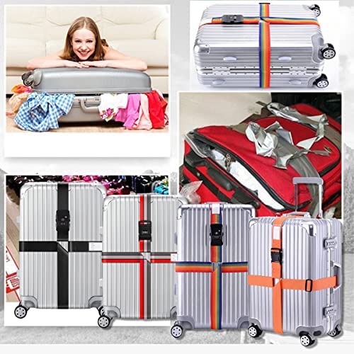 LEcylankEr 2 Pièces Sangle Valise Voyage, Sangle pour Valise avec Étiquettes de Bagages e Cadenas Code, Croix Sangle à Bagages pour Valises Réglable (1) – Image 6
