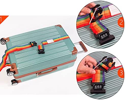 LEcylankEr 2 Pièces Sangle Valise Voyage, Sangle pour Valise avec Étiquettes de Bagages e Cadenas Code, Croix Sangle à Bagages pour Valises Réglable (1) – Image 5