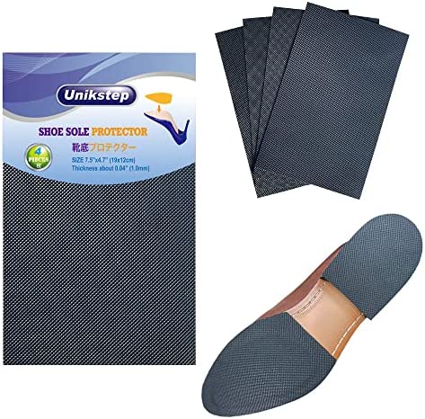 Unikstep Lot de 4 protections pour semelles de chaussures, coussinets antidérapants pour le fond et le talon des chaussures, autocollant de réduction du bruit antidérapant (Black)
