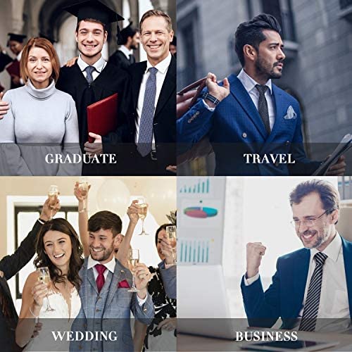 Jorlyen Homme Cravate - Ensemble Cravate en Soie avec Pince à Cravate Argent, Boutons de Manchette et Pochette – Coffret Cadeau-Plusieurs Ensembles – Image 6