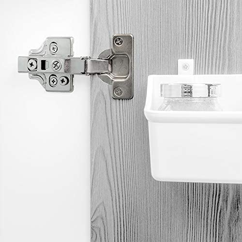 Emuca 1011307 Lot de 20 charnières à visser Ø35mm 100° fermeture douce montage en applique et embases à visser avec réglage excentrique – Image 5