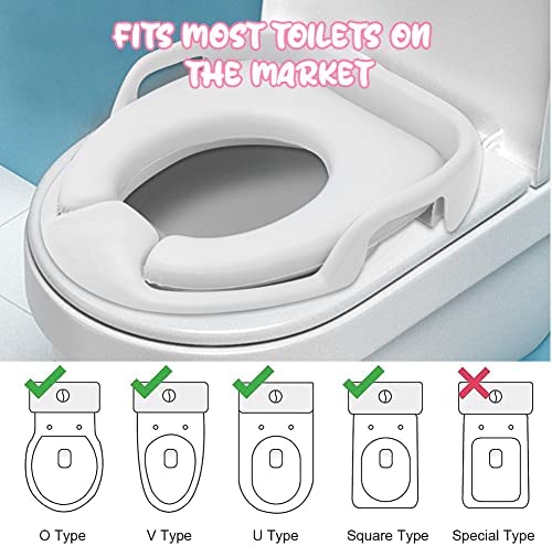 Siège de toilette universel pour enfant - Avec coussin souple - Poignées de sécurité pour garçons et filles de 1 à 7 ans - Blanc – Image 3