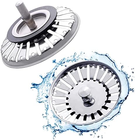 2 Pièces Panier d'évier Ø 84 mm, Bouchon Evier Cuisine INOX Universel, Crépine d'évier de Cuisine Remplacement des Bouchons de Vidange pour Cuisine et Salle de Bain