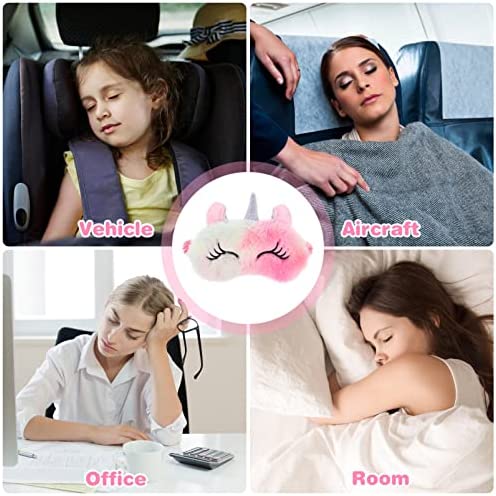 Frcolor Licorne Masque De Sommeil Mignon Licorne Corne En Peluche Bandeau yeux Couverture pour Femmes Filles Enfants Maison Lit Voyager Vol De Voiture Camping Utiliser – Image 7