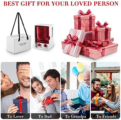 Jorlyen Homme Cravate - Ensemble Cravate en Soie avec Pince à Cravate Argent, Boutons de Manchette et Pochette – Coffret Cadeau-Plusieurs Ensembles – Image 7