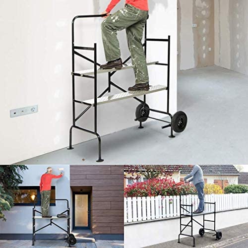 Probache - Echafaudage Mobile sur Roues L.140xl.78xH.135 CM avec 2 Plateformes – Image 5