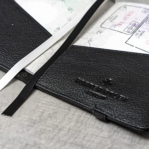 Porter Riley - Porte Passeport en Cuir Véritable avec Fermeture par Bande élastique (Noir Pur) – Image 5