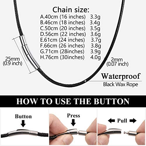 Richsteel Collier en Cuir Noir Artificiel Tressé pour Hommes et Femmes-2mm/3mm Cordon pour Pendentif 40/46/50/56/61/66/71/76 cm-Bijoux Personnalisable Prénom Unisex Fantaisie – Image 5