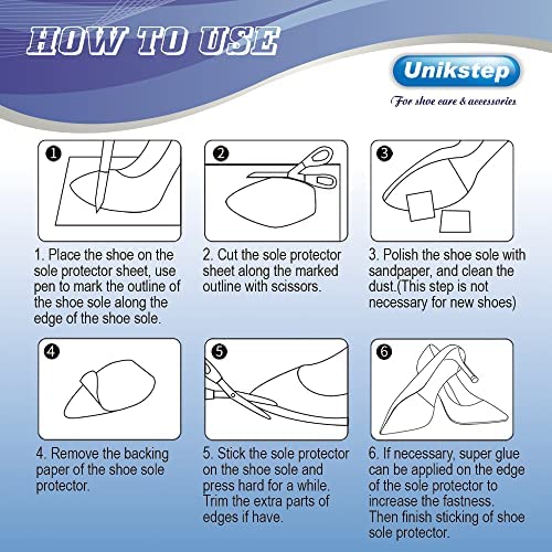 Unikstep Lot de 4 protections pour semelles de chaussures, coussinets antidérapants pour le fond et le talon des chaussures, autocollant de réduction du bruit antidérapant (Black) – Image 6