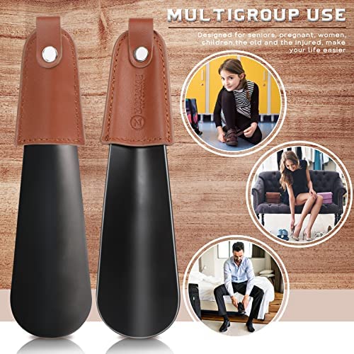 ZOMAKE Chausse Pied en Acier Inoxydable - Petit Chausse-pieds Métal 17cm Avec Étui en Cuir Facile à Utiliser,Parfait Pour Les Voyages(Noir) – Image 7