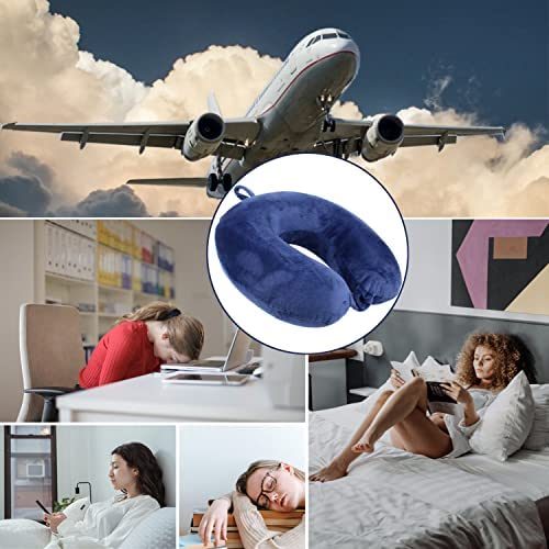 Yuning Oreiller de Voyage, Oreiller de Soutien pour Oreiller Cervical en Mousse à mémoire de Forme, Coussin Cervical, Repose Tete Avion, U-Oreiller pour Un en Train, en Voiture, en Bureau, Bleu – Image 6