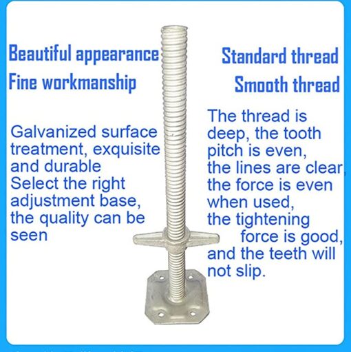 Tour d'échafaudage - Plaques de base réglables - Support pour bâtiments vers le haut et vers le bas - Échelle à vis creuse solide - Accessoire d'échafaudage mobile - 1 pièce – Image 6