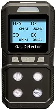 Gikaida Détecteur de 4 gaz Portable, H2S, O2, CO, EX - Prêt à l'emploi (Noir)