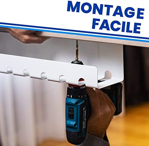 HOMEPROTEK Passe-câbles Bureau pour Une Gestion des câbles ordonnée, 1x Blanc - Support de câble Bureau avec Montage Facile, 43x10x10cm Organisateur de Cable, Passe-câbles pour Bureau à Domicile – Image 6