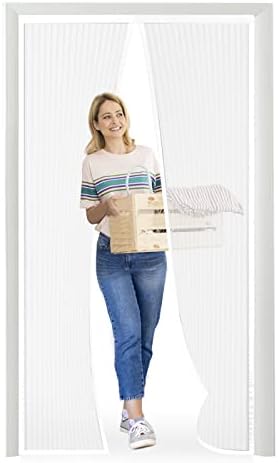 Moustiquaire Porte Magnétique Moustiquaire sur Mesure de Porte,Rideau de Porte Antimoustique, pour Couloirs, Portes, Patio.Facile à Installer Le Joint d'étanchéité, Blanc, 80 x 220 cm