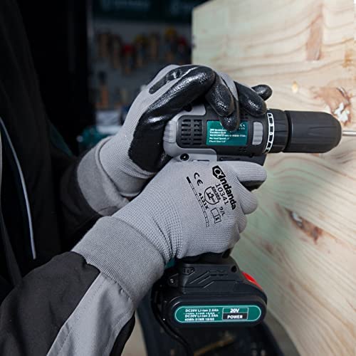 ANDANDA Gants de Travail Enduit de Nitrile, 12 Paires, Provide Revêtement Antidérapant, Excellente Adhérence, Gants Protections, Ideal pour l'Entreposage, la Logistique, l'Assemblage, L – Image 6