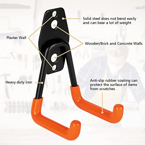 Kitmiido Organisez Votre Garage Avec Notre Lot de 12 Crochets en Acier Robustes - Support Mural et Organisateur D'outils Pour Pelles, Vélos, Outils, Cordes, Tondeuses à Gazon et Plus Encore – Image 7