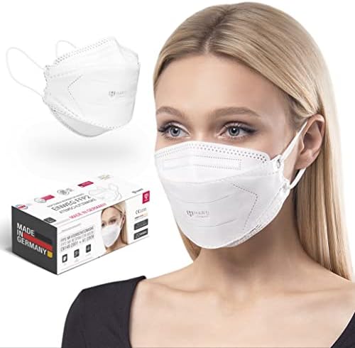 HARD Mask Masque respiratoire FFP2 | Fabriqué en Allemagne | Respirateur | taille standard | Filtration 99,5% | ÖKO-TEX | emballage scellé NON individuellement - Blanc - 20 pièces