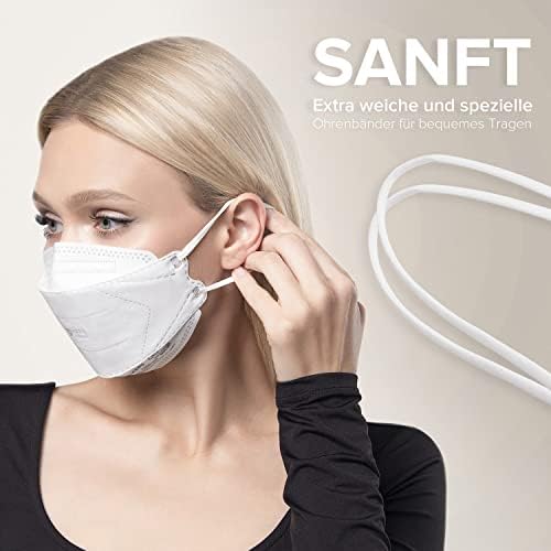 HARD Mask Masque respiratoire FFP2 | Fabriqué en Allemagne | Respirateur | taille standard | Filtration 99,5% | ÖKO-TEX | emballage scellé NON individuellement - Blanc - 20 pièces – Image 3