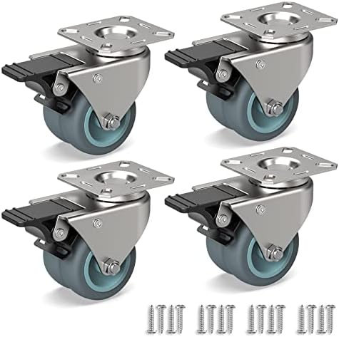 RAVN HAMAN Jeu de 4 Roulettes pour meubles 50 mm - Roulettes pivotantes avec frein jusqu'à 100 kg par roue - Roulettes charge lourde pour usage intérieur et extérieur - Roulettes industrielles