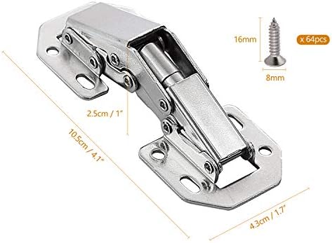 Wandefol Lot de 8 Charnière Porte Placard en Inox, 105 × 44mm Charnière Invisible Meubles Porte Coin 90 Degrés avec 64 Vis – Image 7