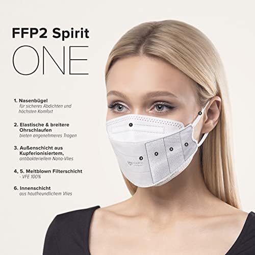 HARD Mask Masque respiratoire FFP2 | Fabriqué en Allemagne | Respirateur | taille standard | Filtration 99,5% | ÖKO-TEX | emballage scellé NON individuellement - Blanc - 20 pièces – Image 4