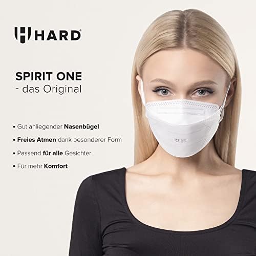 HARD Mask Masque respiratoire FFP2 | Fabriqué en Allemagne | Respirateur | taille standard | Filtration 99,5% | ÖKO-TEX | emballage scellé NON individuellement - Blanc - 20 pièces – Image 2