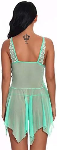 Lingerie Femme Nuisette Dentelle Lace Pyjama Ensemble Tenue Fonds de Robe Chambre Fermeture Avant Babydoll Dentelle Col V Maille Pyjama Sous-VêTements Chemise de Nuit Babydoll Coquine Lingerie – Image 5