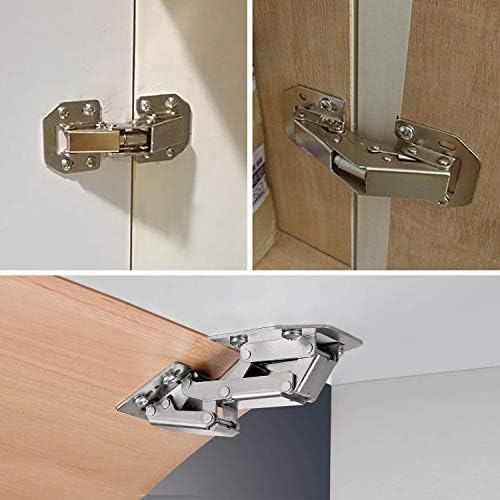 Wandefol Lot de 8 Charnière Porte Placard en Inox, 105 × 44mm Charnière Invisible Meubles Porte Coin 90 Degrés avec 64 Vis – Image 6