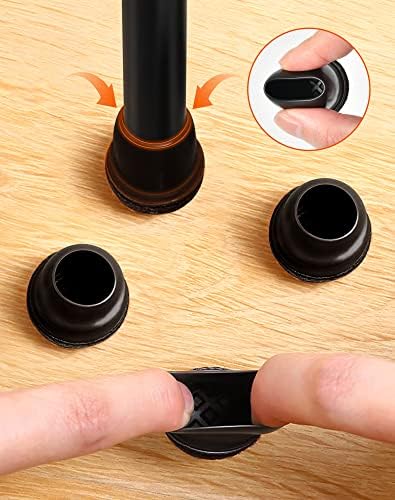 STN Protection Pied De Chaise Noir Pur Patins pour Chaises avec Feutre pour Anti-Rayures/sans Bruit-Ronds,14-19mm,16 pièces – Image 3