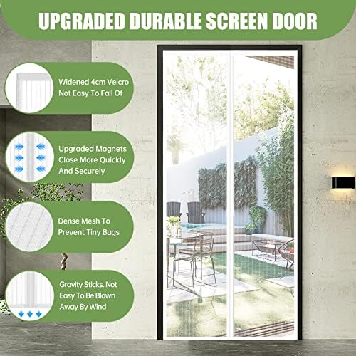 Moustiquaire Porte Magnétique Moustiquaire sur Mesure de Porte,Rideau de Porte Antimoustique, pour Couloirs, Portes, Patio.Facile à Installer Le Joint d'étanchéité, Blanc, 80 x 220 cm – Image 3