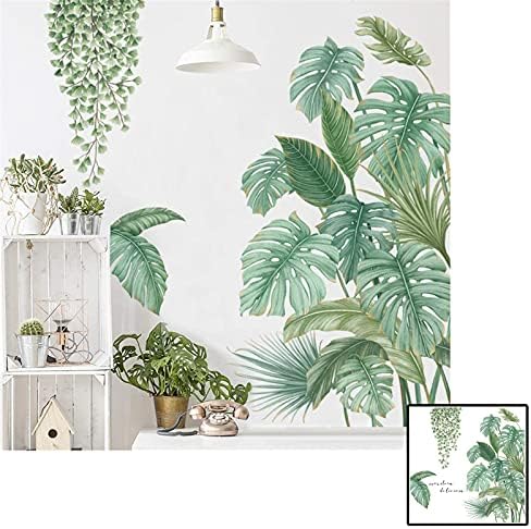Autocollant Mural Plante Verte,Sticker Mural Plante Tropicale,Sticker Mural Vert,Sticker Mural Feuilles, Utilisé Dans le Salon, la Chambre à Coucher, le couloir, le Réfrigérateur – Image 5