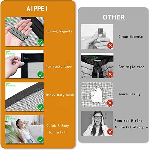 Moustiquaire Fenetre MagnéTique, 100x145 cm Facile à Installer sans Percer Moustiquaire Fenetre AimantéE Anti Insecte Mouche Moustique Fenetres De Balcon Fenetres Coulissantes, Noir P – Image 2